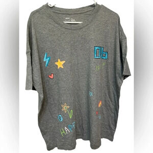 Aerie grey boyfriend tee with neon graphics NWOT